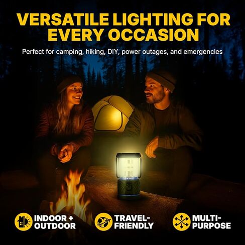 LUXPRO Rechargeable Dual-Power 1100 Lumen LED Lantern for Up to 150 Hours of Use - Camping Lantern with Built-in Power Bank - Dimmable LED Light with IPX4 Water-Resistant Rating (Camping Lantern) in Saudi Arabia
