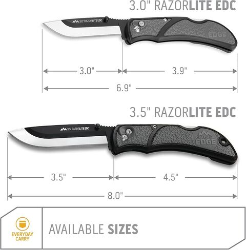 سكين RazorLite EDC مقاس 3.0 بوصات من OUTDOOR EDGE - سكين قابل للطي EDC مع شفرات ومشبك قابلين للاستبدال - فتحة يد واحدة للحمل اليومي (برتقالي، 4 شفرات) in Kuwait