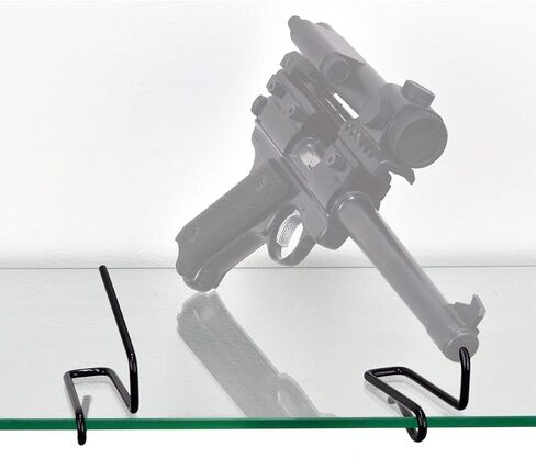 Gun Storage Solutions .22Cal & Larger Kikstand Handgun Display Stands - Free Standing or Glass Shelf Clipping Styles in Saudi Arabia