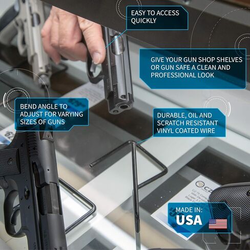 Gun Storage Solutions .22Cal & Larger Kikstand Handgun Display Stands - Free Standing or Glass Shelf Clipping Styles in Saudi Arabia