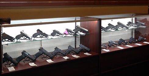 Gun Storage Solutions .22Cal & Larger Kikstand Handgun Display Stands - Free Standing or Glass Shelf Clipping Styles in Saudi Arabia