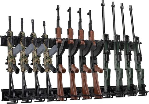 Gun Rack Wall Mount, Indoor Metal Gun Rack, Adjustable Rifle Storage Holder with Soft Padding, Vertical Gun Display, for 12 Slot in Saudi Arabia