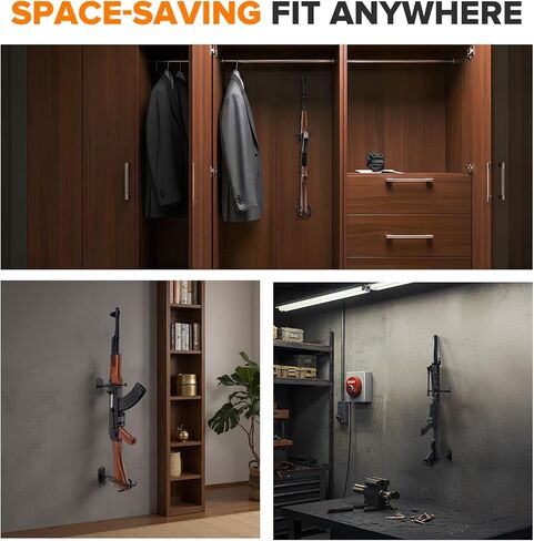 Gun Rack Wall Mount, Indoor Metal Gun Rack, Adjustable Rifle Storage Holder with Soft Padding, Vertical Gun Display, for 12 Slot in Kuwait