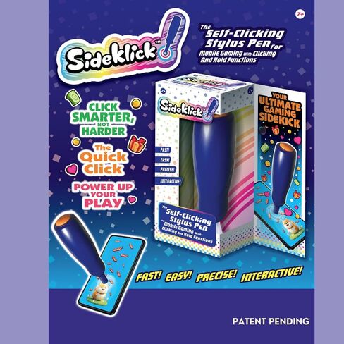 جهاز النقر التلقائي SIDEKLICK للاعبين المحمول - Turbo 1200 نقرة/الدقيقة، وضع مزدوج (سريع أو معلق)، عمر بطارية طويل، حامل ألعاب بدون استخدام اليدين - يعمل مع ألعاب Clicker والمزيد in Saudi Arabia