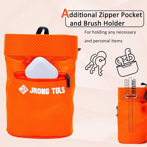 Chalk Bag for Rock Climbing Bouldering, Sealable Drawstring Closure, Capacious Zippered Pocket Athletic Chalk Bag with Waist Belt for Weightlifting, Gymnastics, Crossfit (Black/Orange) in Kuwait