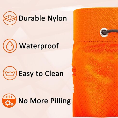 Chalk Bag for Rock Climbing Bouldering, Sealable Drawstring Closure, Capacious Zippered Pocket Athletic Chalk Bag with Waist Belt for Weightlifting, Gymnastics, Crossfit (Black/Orange) in Kuwait