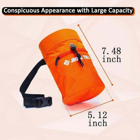 Chalk Bag for Rock Climbing Bouldering, Sealable Drawstring Closure, Capacious Zippered Pocket Athletic Chalk Bag with Waist Belt for Weightlifting, Gymnastics, Crossfit (Black/Orange) in Kuwait