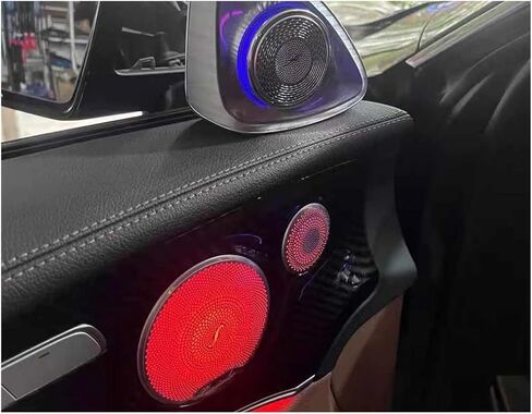 غطاء مكبر صوت صغير للباب الخلفي للسيارة عالي الكتلة مع إضاءة محيطة تناسب Benz C/E-Class W205 W213 GLC X253 مكبر صوت مضيء (W205 C-Class، مصباح أصلي) in Kuwait