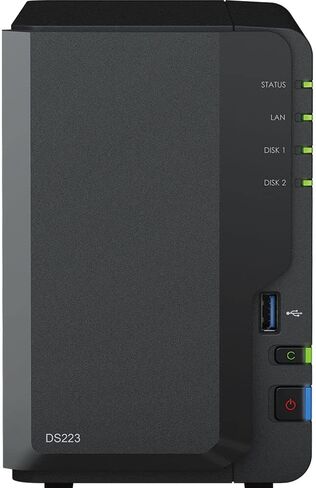 Synology DiskStation DS223 NAS Server with RTD1619B 1.7GHz CPU, 2GB Memory, 16TB HDD Storage, 1 x 1GbE LAN Port, DSM Operating System in Saudi Arabia