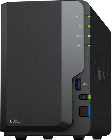 Synology DiskStation DS223 NAS Server with RTD1619B 1.7GHz CPU, 2GB Memory, 16TB HDD Storage, 1 x 1GbE LAN Port, DSM Operating System in Saudi Arabia