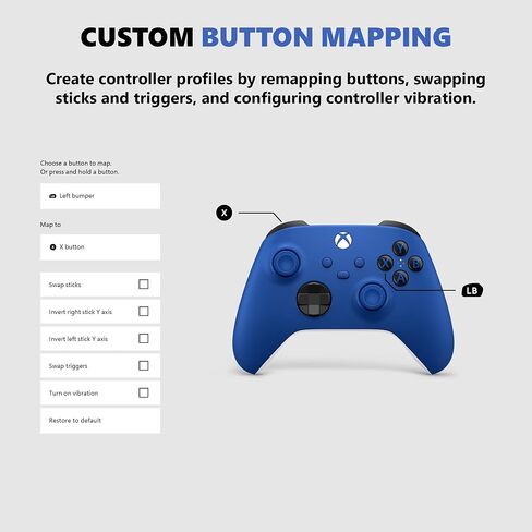 وحدة تحكم Xbox اللاسلكية - Shock Blue - Bluetooth - USB - Xbox Series X، S، One، PC، Android، iOS، Tablet - 19 زرًا - ضمان 90 يومًا in Kuwait