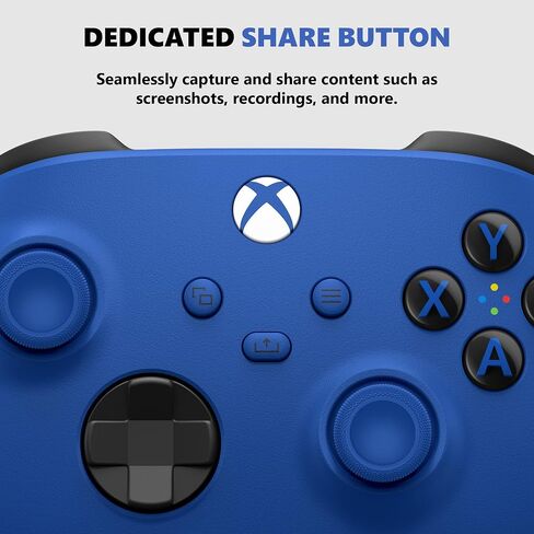 وحدة تحكم Xbox اللاسلكية - Shock Blue - Bluetooth - USB - Xbox Series X، S، One، PC، Android، iOS، Tablet - 19 زرًا - ضمان 90 يومًا in Kuwait