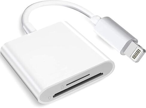 Apple MFi معتمد Lightning إلى قارئ بطاقة SD، محول بطاقة ذاكرة مزدوج الفتحة لأجهزة iPhone iPad وTF وSD يدعم فتحتين in Kuwait