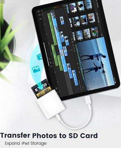 قارئ كاميرا Apple USB-C إلى SD لأجهزة iPhone 15 وMacBook Pro وiPad وiMac وSurface وأجهزة Galaxy، أبيض in Kuwait