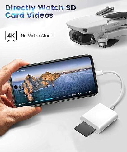 قارئ كاميرا Apple USB-C إلى SD لأجهزة iPhone 15 وMacBook Pro وiPad وiMac وSurface وأجهزة Galaxy، أبيض in Kuwait