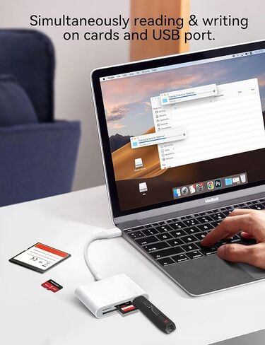 قارئ بطاقة SD USB C مع فتحات CF وSD وMicroSD لأجهزة iPhone 15 وiPad وMacBook Pro وAir وMini وMac Laptop in Kuwait