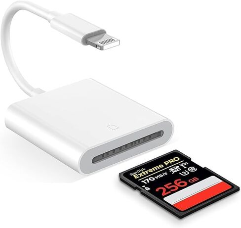 (معتمد من Apple MFi) قارئ بطاقة Lightning إلى SD، ومحول بطاقة ذاكرة الكاميرا لأجهزة iPhone وiPad وTrail Camera Viewer، التوصيل والتشغيل in Kuwait