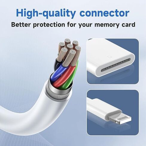 (معتمد من Apple MFi) قارئ بطاقة Lightning إلى SD، ومحول بطاقة ذاكرة الكاميرا لأجهزة iPhone وiPad وTrail Camera Viewer، التوصيل والتشغيل in Kuwait