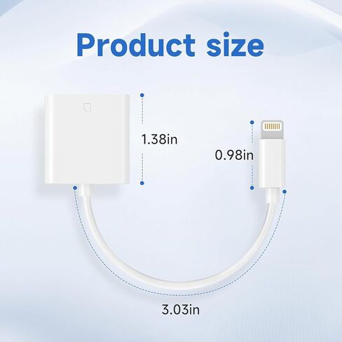 (معتمد من Apple MFi) قارئ بطاقة Lightning إلى SD، ومحول بطاقة ذاكرة الكاميرا لأجهزة iPhone وiPad وTrail Camera Viewer، التوصيل والتشغيل in Kuwait