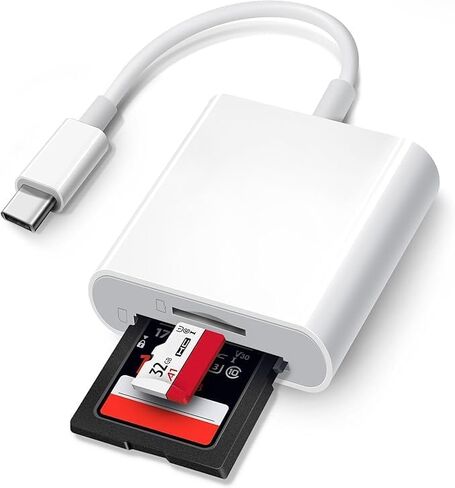 قارئ بطاقات كاميرا Trail، محول بطاقة ذاكرة 2 في 1 USB-C إلى SD MicroSD، متوافق مع iPhone 15، iPad، Mac، MacBook Pro/Air/Mini، Samsung Android، الكمبيوتر المحمول in Kuwait