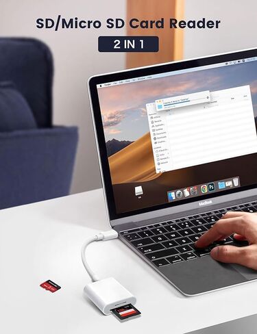 قارئ بطاقات كاميرا Trail، محول بطاقة ذاكرة 2 في 1 USB-C إلى SD MicroSD، متوافق مع iPhone 15، iPad، Mac، MacBook Pro/Air/Mini، Samsung Android، الكمبيوتر المحمول in Kuwait