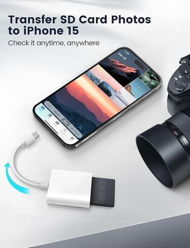 قارئ بطاقات كاميرا Trail، محول بطاقة ذاكرة 2 في 1 USB-C إلى SD MicroSD، متوافق مع iPhone 15، iPad، Mac، MacBook Pro/Air/Mini، Samsung Android، الكمبيوتر المحمول in Kuwait