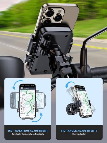 Motorcycle Phone Mount, 360 Degree Rotation Bike Phone Mount, Dirt Scooter Mini Bike Accessories, with Soft Cushion & Adjustable Clip Compatible with 4.7''-6.8'' Phone in Saudi Arabia