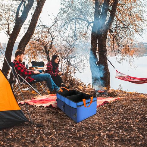 Car Trunk Organizer,54L Large Capacity Foldable Car Organizer and Storage with Leakproof Base，2 Compartments, Suitable for Car Sedan, SUV (Large) in Kuwait