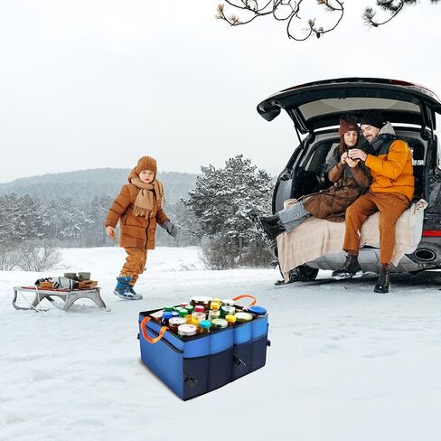 Car Trunk Organizer,54L Large Capacity Foldable Car Organizer and Storage with Leakproof Base，2 Compartments, Suitable for Car Sedan, SUV (Large) in Kuwait