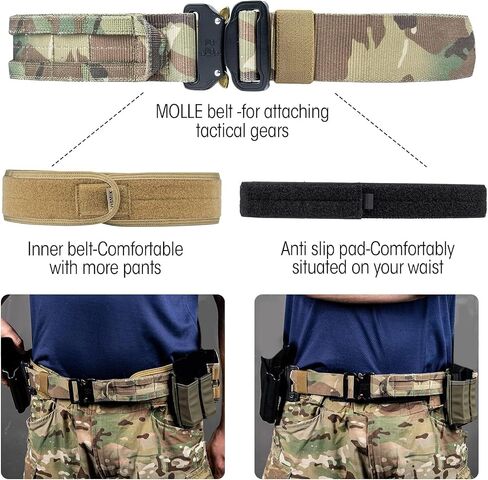 VISMIX Tactical Belt, Quick Release 1.75" MOLLE Battle Belt with Inner Belt and Anti-Slip Pad- Heavy Duty Battle Belts in Saudi Arabia
