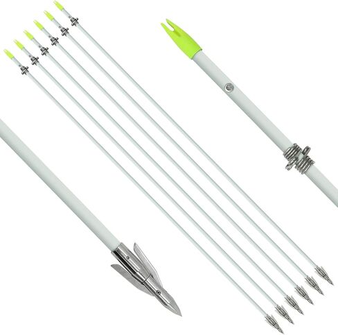 OBTOUTDOOR 6 PCS/12PCS 36 Inch Bowfishing Arrows 8mm Fishing Arrow Fiberglass Arrow with Broadhead for Slingshot Archery Hunting Fishing in Kuwait