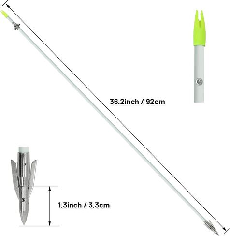 OBTOUTDOOR 6 قطعة/12 قطعة 36 بوصة Bowfishing السهام 8 مللي متر الصيد السهم الألياف الزجاجية السهم مع برودهيد ل مقلاع الرماية الصيد الصيد in Kuwait