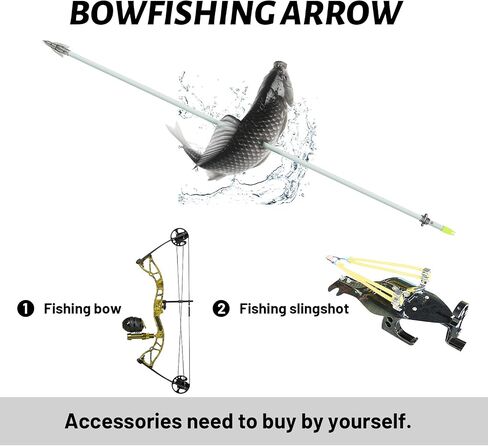 OBTOUTDOOR 6 قطعة/12 قطعة 36 بوصة Bowfishing السهام 8 مللي متر الصيد السهم الألياف الزجاجية السهم مع برودهيد ل مقلاع الرماية الصيد الصيد in Kuwait