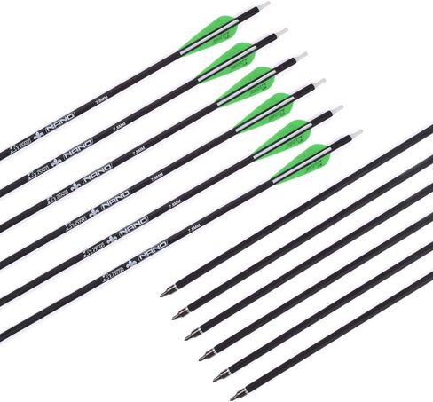 YLS Archery 26/28/30Inch Carbon Arrow Practice Hunting Arrows with100 Grain Removable Tips for Compound & Recurve Bow(Pack of 12) in Saudi Arabia