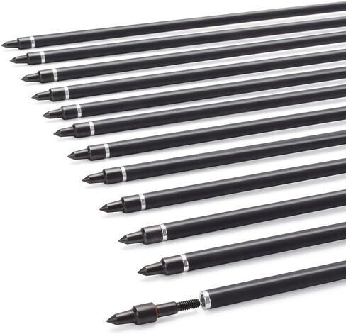 YLS Archery 26/28/30Inch Carbon Arrow Practice Hunting Arrows with100 Grain Removable Tips for Compound & Recurve Bow(Pack of 12) in Saudi Arabia