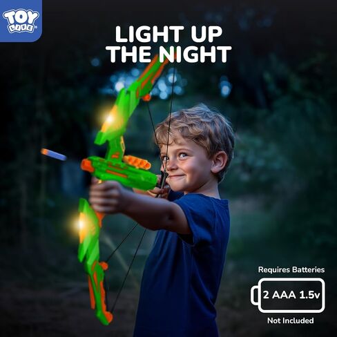TOY Life 2 Pack Bow and Arrow for Kids 4 6 8 12 14 Years Old, Outside Outdoor Toys Games for Kids, Kids Bow and Arrow Set with LED Lights, Archery Set with Standing/Movable Target and 40 Foam Darts in Saudi Arabia