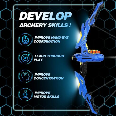 TOY Life 2 Pack Bow and Arrow for Kids 4 6 8 12 14 Years Old, Outside Outdoor Toys Games for Kids, Kids Bow and Arrow Set with LED Lights, Archery Set with Standing/Movable Target and 40 Foam Darts in Saudi Arabia