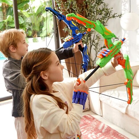 TOY Life 2 Pack Bow and Arrow for Kids 4 6 8 12 14 Years Old, Outside Outdoor Toys Games for Kids, Kids Bow and Arrow Set with LED Lights, Archery Set with Standing/Movable Target and 40 Foam Darts in Saudi Arabia