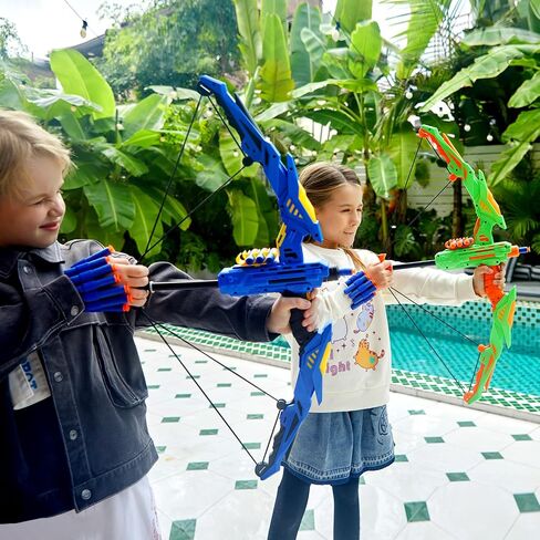 TOY Life 2 Pack Bow and Arrow for Kids 4 6 8 12 14 Years Old, Outside Outdoor Toys Games for Kids, Kids Bow and Arrow Set with LED Lights, Archery Set with Standing/Movable Target and 40 Foam Darts in Saudi Arabia