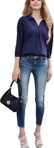 جينز نسائي عالي الخصر من FairyLove للنساء جينز ممزق ممزق بقصة ضيقة ومقاس ضيق لرفع المؤخرة سروال دينم أزرق in Kuwait