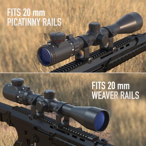 نطاق بندقية PINTY 3-9x40 مع شبكاني مضيء باللون الأحمر/الأخضر ومحدد المدى، وعدسة متعددة الطبقات مع حوامل لسكة Picatinny in Saudi Arabia