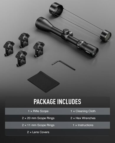 نطاق بندقية PINTY 3-9x40 مع شبكاني مضيء باللون الأحمر/الأخضر ومحدد المدى، وعدسة متعددة الطبقات مع حوامل لسكة Picatinny in Saudi Arabia