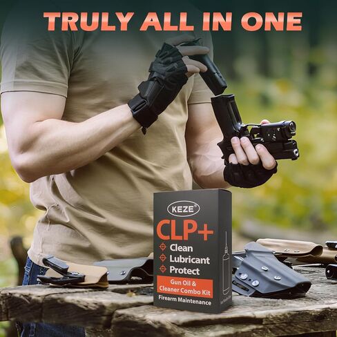 Keze Gun Cleaning Kit CLP Gun Oil and Cleaner Lubricant Pistol Solvent | 2 oz. CLP Sprayer & 1 oz. Synthetic Oil Needle Oiler, Cleaning Patches, Cleaning Swabs Clean Lubricate Prevent Rust in Kuwait