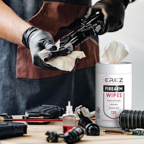 Gun Cleaning Supplies: 120 Gun Cleaning Wipes, 5"x7" CLP Gun Cleaner Lubricant - Clean, Lubricate, Protect - MIL-PRF-32033 (NATO O-190) Field & Range Gun Cleaning Cloth in Kuwait