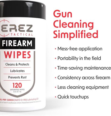 Gun Cleaning Supplies: 120 Gun Cleaning Wipes, 5"x7" CLP Gun Cleaner Lubricant - Clean, Lubricate, Protect - MIL-PRF-32033 (NATO O-190) Field & Range Gun Cleaning Cloth in Kuwait