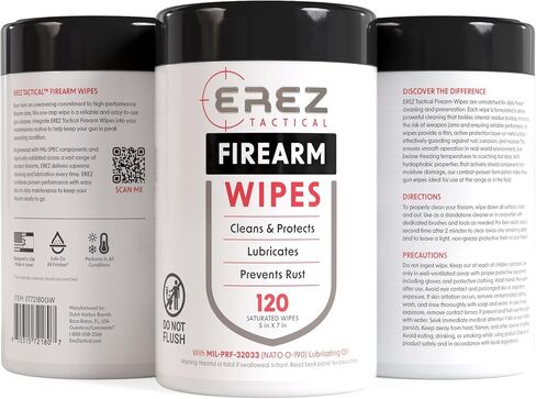 Gun Cleaning Supplies: 120 Gun Cleaning Wipes, 5"x7" CLP Gun Cleaner Lubricant - Clean, Lubricate, Protect - MIL-PRF-32033 (NATO O-190) Field & Range Gun Cleaning Cloth in Kuwait