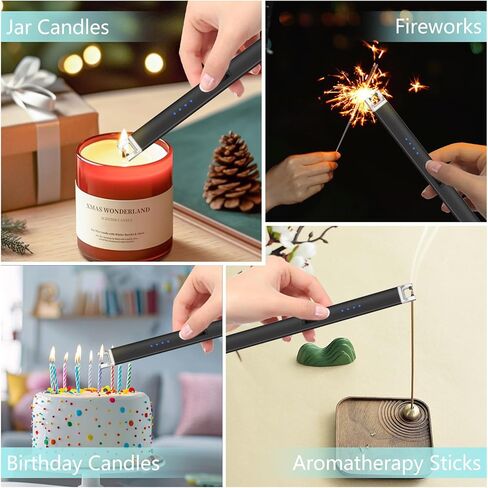 Stocking Stuffers for Women：Electric Lighter, Rechargeable Lighter with Battery Indicator Light and Safety Switch, Electric Candle Lighters for Scented Candles,Barbecues, Camping, Holiday Parties in Kuwait