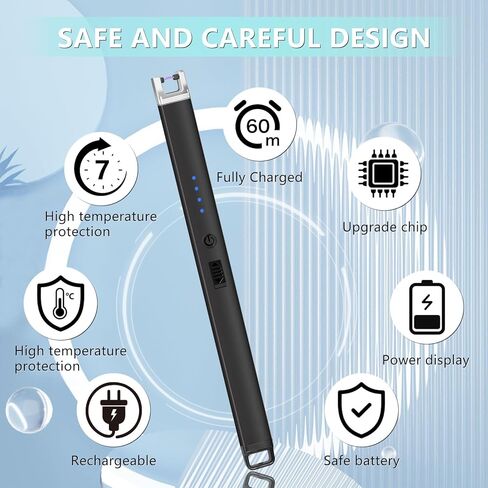 Stocking Stuffers for Women：Electric Lighter, Rechargeable Lighter with Battery Indicator Light and Safety Switch, Electric Candle Lighters for Scented Candles,Barbecues, Camping, Holiday Parties in Kuwait