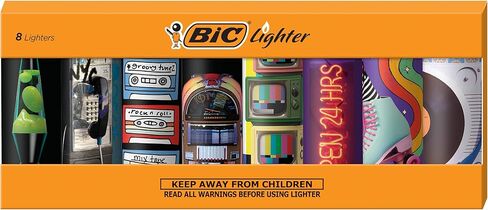 BIC Maxi Pocket Lighter, Special Edition Nostalgia Collection, Assorted Unique Lighter Designs, 8 Count Pack of Lighters in Saudi Arabia