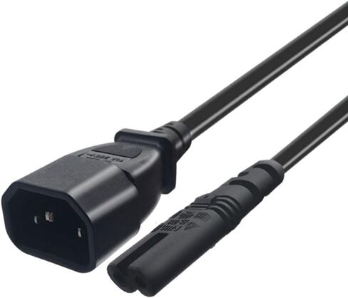 0.3m Short AC Power Cord, C14 Plug to C7 (Figure-8) Socket, 10A 250V, Compatible with Laptop Charger, Printer, Monitor, Bluetooth Speaker (0.3M C14 to C7 Power Cord) in Saudi Arabia